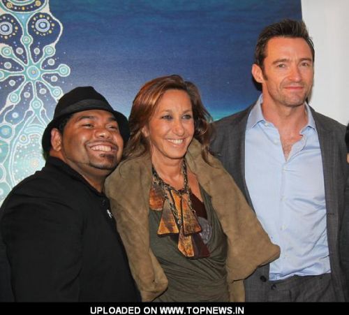 Nathan Mundraby, Donna Karan and Hugh Jackman at "Nomad Two Worlds" Russell James Exhibit Opening at Chair and the Maiden